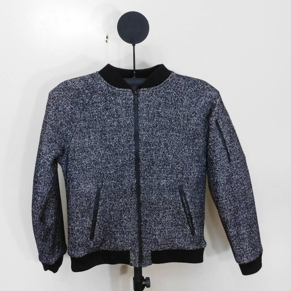 Calvin Klein FullZip Heathered Bomber Black Jacket Small